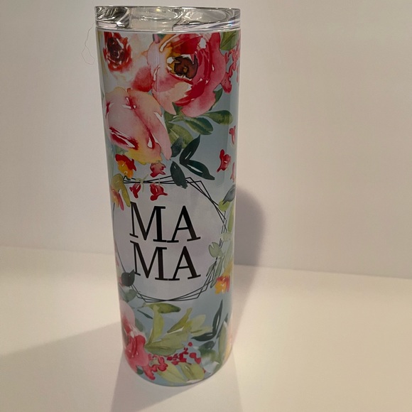 NEW 20 oz tumbler Subulation Mama FLOWERS Blue back ground - Picture 1 of 5